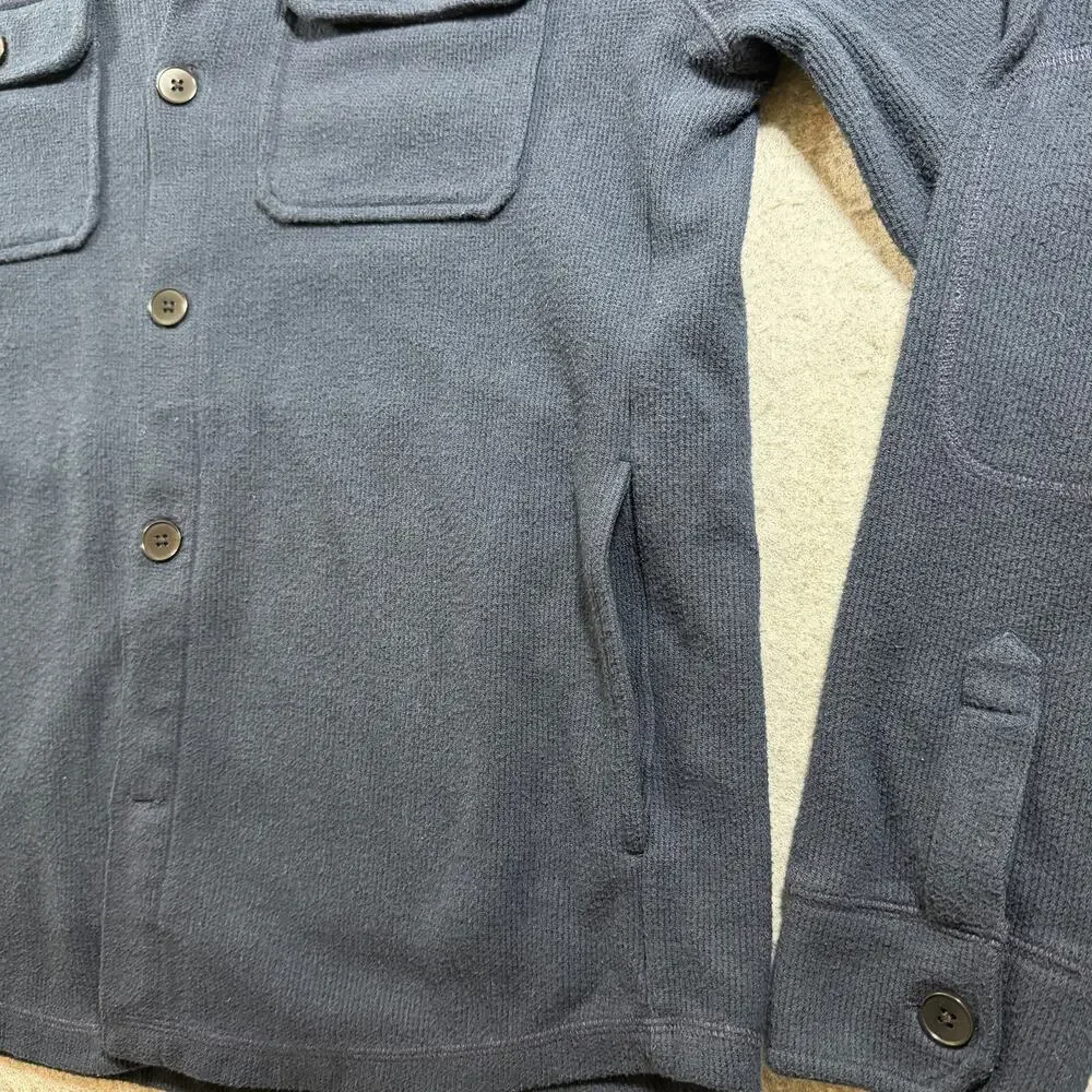 Banana Republic CPO Shirt Jacket Mens M Navy Cotton Elbow Patches Button Cuffs